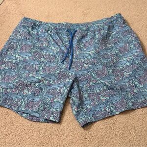Vineyard Vibes Men's Blue Patterned Swim Shorts